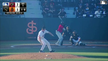 Luis Mendez triples (1) on a ground ball to right fielder Jose Astudillo.