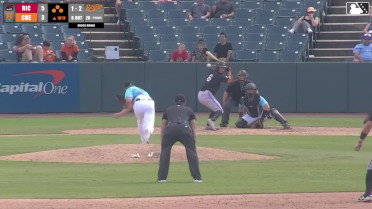 Maui Ahuna out on a sacrifice fly to left fielder Frederick Bencosme. Sabin Ceballos scores.