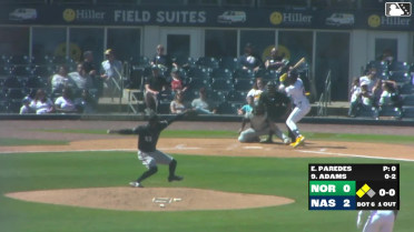 Jordyn Adams singles on a fly ball to center fielder Jud Fabian. Jeferson Quero scores. Freddy Zamora to 3rd.