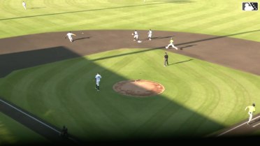 Severino makes a nice barehanded play