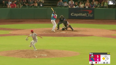 Braedon Karpathios doubles (3) on a line drive to right fielder Gavin Conticello. Leandro Cedeño scores.