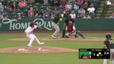 Carlos Sanchez singles on a pop up to center fielder Mike Sirota. Esmith Pineda scores. Peyton Stovall to 3rd.