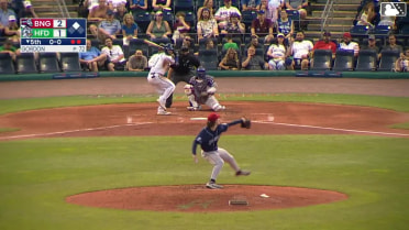 Roc Riggio doubles (20) on a sharp fly ball to center fielder Jose Ramos. Dyan Jorge scores.