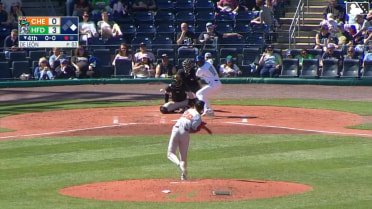 Jose Torres doubles (1) on a sharp line drive to right fielder Thomas Sosa. Andy Perez scores. Jose Torres out at 2nd on the throw, right fielder Thomas Sosa to first baseman Adam Retzbach to shortstop Brandon Butterworth.