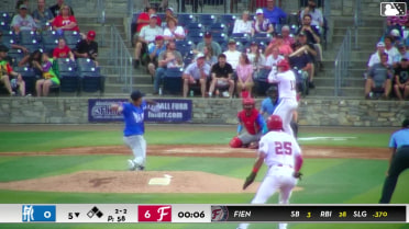 Gavin Fien doubles (6) on a line drive to right fielder Andrews Opata. Nick Peoples scores. Manuel Cabrera scores.
