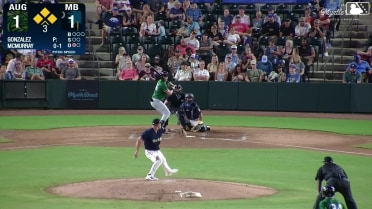 Cooper McMurray out on a sacrifice fly to left fielder Darlyn De Leon. Alex Lodise scores.