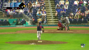 Cannon Peebles doubles (1) on a sharp fly ball to center fielder Marcelo Alcala. Yeiferth Castillo scores.