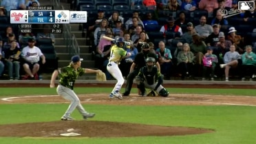 Kendall George singles on a ground ball to left fielder Tirso Ornelas. Kole Myers scores.