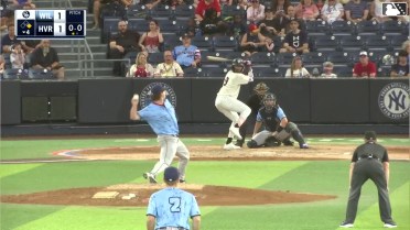 Roderick Arias singles on a line drive to left fielder Teo Banks. Eric Genther scores.