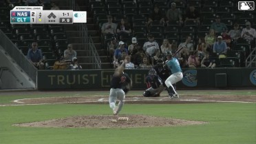 Ryan Galanie homers (1) on a fly ball to left center field.