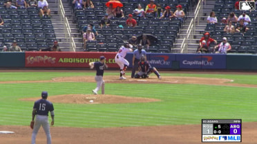 Vimael Machín homers (10) on a fly ball to right center field.