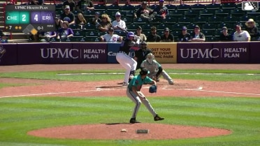 Chris Meyers triples (2) on a fly ball to right fielder Fernando Peguero. Justice Bigbie scores.