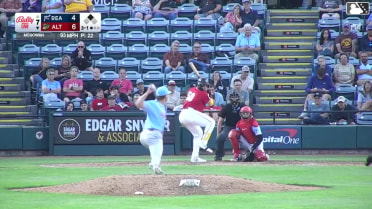 Omar Alfonzo singles on a line drive to center fielder Pedro León. Jack Brannigan scores.