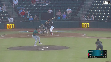 Yolfran Castillo singles on a ground ball to center fielder Carter Beck. Sebastian Baquera scores.