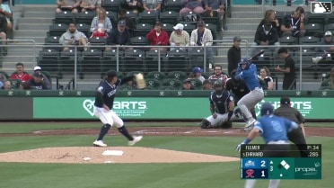 Zach Ehrhard grounds into a double play, shortstop Leo Rivas to second baseman Ryan Bliss to first baseman Connor Joe. James Tibbs III out at 2nd. Zach Ehrhard out at 1st.