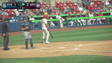 Juan Castillo doubles (1) on a line drive to center fielder Jonny Farmelo. Jacob Hinderleider scores.