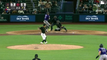 Zac Veen homers (2) on a fly ball to right field. Chad Stevens scores.