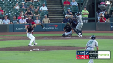 Lizandro Espinoza singles on a soft line drive to right fielder Noelvi Marte. Brett Wisely scores.