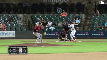 Jeremy Peña doubles (1) on a ground ball to left fielder Sterlin Thompson. César Salazar scores.