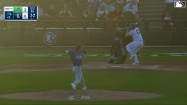 Manuel Palencia doubles (2) on a fly ball to right fielder Zach Kokoska. Miguel Palma scores.