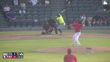 Stone Russell doubles (10) on a line drive to center fielder Anthony Huezo. Sean Gamble scores.
