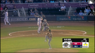 Blake Burke out on a sacrifice fly to left fielder Drake Logan. Dylan O'Rae scores.