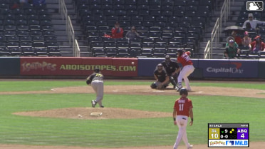 Jose Cordova out on a sacrifice fly to left fielder Bryce Teodosio. Nic Kent scores.