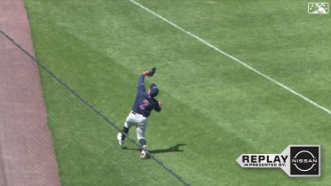 Machín goes into foul territory for a sliding catch
