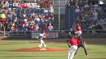 Yoeilin Cespedes singles on a sharp ground ball to left fielder John Bay, deflected by third baseman Billy Amick. Brooks Brannon scores. Miguel Bleis to 3rd.