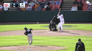 Wehiwa Aloy singles on a line drive to center fielder Camden Troyer. Jackson Holliday scores.