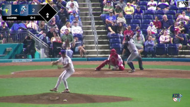 Stone Russell triples (1) on a line drive to right fielder Abraham Nunez.