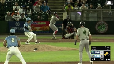 Ben Gamel singles on a ground ball to right fielder Ryan Noda. Aaron Schunk scores. Brewer Hicklen scores.