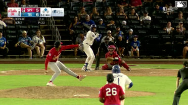 Josue De Paula singles on a ground ball to center fielder Miguel Ugueto. Kendall George scores.