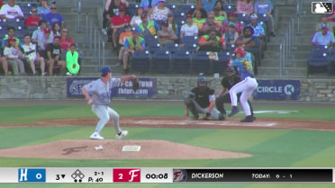 Luke Dickerson homers (7) on a fly ball to right field.