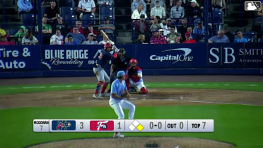 Leandro Pineda doubles (8) on a line drive to center fielder Dylan Campbell. Cayden Wallace scores.