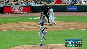 Michael Martinez singles on a line drive to shortstop Dauri Fernandez. Dallas Macias scores. Tanner Smith to 2nd.