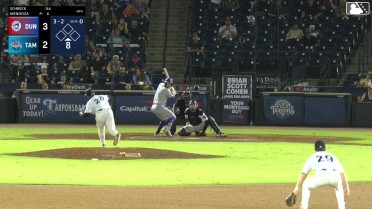 RJ Schreck homers (1) on a line drive to center field.