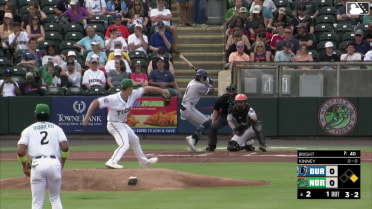 Cooper Kinney strikes out swinging and Homer Bush Jr. caught stealing 2nd, catcher Creed Willems to shortstop José Barrero to catcher Creed Willems.