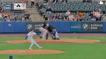 Ernesto Martinez Jr. homers (4) on a fly ball to left field.