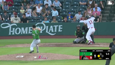 Eduardo Guerrero doubles (10) on a line drive to center fielder Victor Acosta. Logan Wagner scores.
