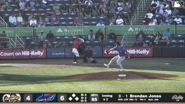 Brendan Jones triples (2) on a fly ball to left fielder Jheremy Vargas.