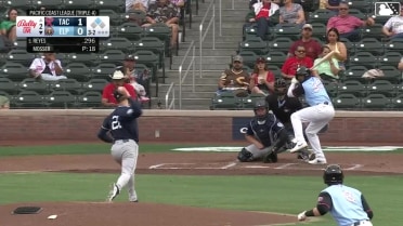 Pablo Reyes doubles (5) on a fly ball to left fielder Brennen Davis. Nick Solak scores.