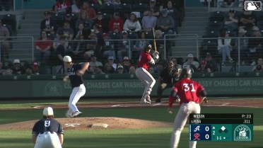 Manuel Pena homers (1) on a fly ball to right center field. Tyler Locklear scores.