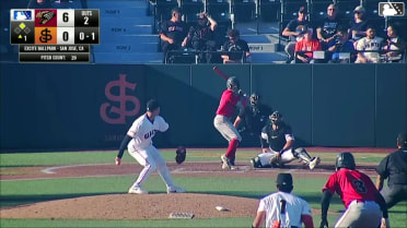 Cameron Nelson singles on a fly ball to right fielder Jose Astudillo. Luis Mendez scores.