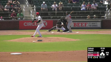Josh Crouch homers (1) on a fly ball to left field.