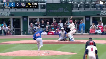 Liover Peguero singles on a sharp ground ball to shortstop Carson Williams, deflected by second baseman Gavin Lux. Steward Berroa scores. Otto Kemp to 2nd.