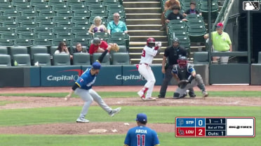 Héctor Rodríguez doubles (14) on a line drive to right fielder Alan Roden. Francisco Urbaez scores.