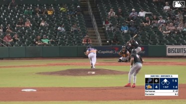 Garret Forrester doubles (2) on a sharp line drive to center fielder Austin Overn. Cristian Hernández scores.