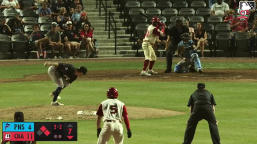 Carlos Jorge triples (3) on a line drive to center fielder Dillon Lewis. Cade Hunter scores. Johnny Ascanio scores.
