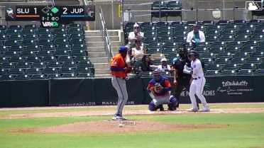 Eric Guevara strikes out swinging, catcher Yovanny Rodriguez. Luis Arana out at 2nd. Eric Guevara out on batter interference.
